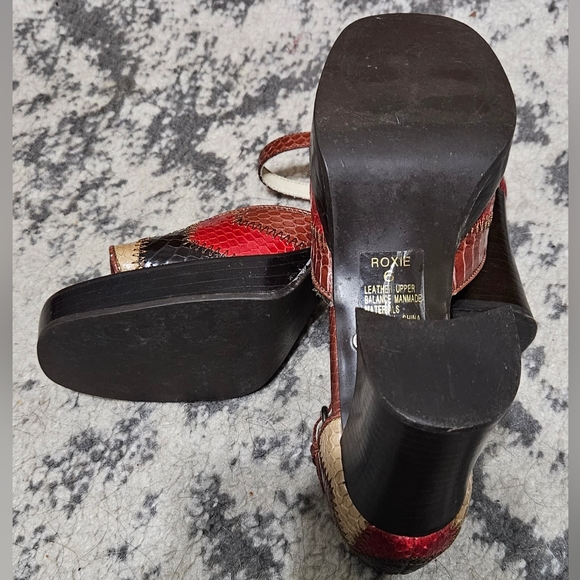 Vintage 1990s reptile patchwork chunky heels - Picture 2 of 6